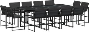 vidaXL 13 részes fekete textilén kerti étkezőgarnitúra párnákkal
