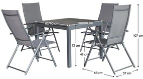 Kerti szett 1+4, sötétszürke, NIKY