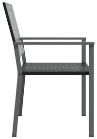2 db fekete polyrattan kerti szék 54 x 62,5 x 89 cm