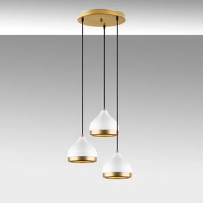 Csillár kábellel YILDO 3xE27/40W/230V fehér/arany