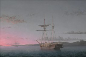 Kép - Fitz Henry Lane, Lumber Schooners at Evening on Penobscot Bay, reprodukciók (90x60 cm)