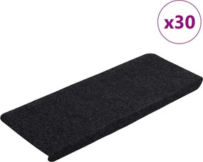 vidaXL 30 db fekete öntapadó lépcsőszőnyeg 65 x 24,5 x 3,5 cm