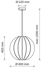 Csillár zsinóron SENSAI 1xE27/20W/230V átm. 40 cm fekete