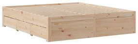 tömör fenyőfa fiókos ágykeret matrac nélkül 200 x 200 cm