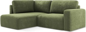 Zöld zsenília kinyitható-tárolóhelyes sarokkanapé (bal oldali-L alakú) Kona – Makamii