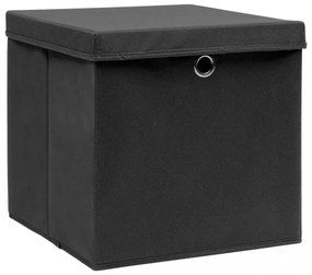 10 db fekete fedeles tárolódoboz 28x28x28 cm