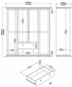 Provence III szekrény, fehér