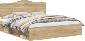 vidaXL Ágykeret fejtámlával Sonoma 200 x 200 cm Tömör fenyőfa