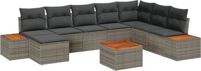 vidaXL Kerti Kanapé Szett párnával 9 pcs Szürke Poli rattan
