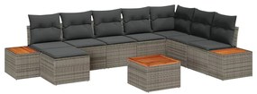 vidaXL Kerti Kanapé Szett párnával 9 pcs Szürke Poli rattan