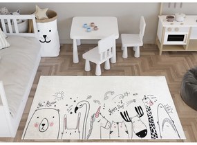 Elefántcsont színű mosható gyerek szőnyeg 80x120 cm Animal Kingdom – Vitaus
