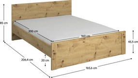 Ágy, 160x200, artisan tölgy, AIRON