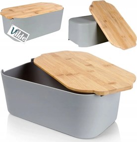 Kenyértartó Bambuszdeszkával Szürke Vilde 33 x 18,5 x 12 cm
