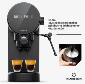 Klarstein Furore, eszpresszógép, 1380 W, 20 bar, digitális kijelző, 2 csésze, kompakt, rozsdamentes acél