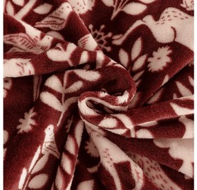 Mikroplüss takaró FOREST ANIMALS, bordó Méret: 150 x 200 cm