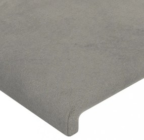 világosszürke bársony LED-es fejtámla 90x5x78/88 cm