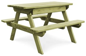 vidaXL impregnált fenyőfa gyerek piknik asztal padokkal 90x90x58 cm