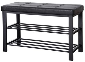 Suport pantofi cu 2 rafturi negre