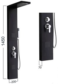 Malaga Black hidromasszázs zuhanypanel