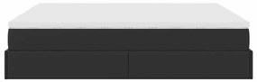 Ottomán ágykeret matracokkal Fekete 160x200cm műbőr