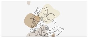Kép - Bézs virágok pillangóval N⁰1 (120x50 cm)