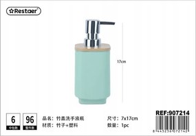 Elegáns zöld szappanadagoló bambusz fedéllel