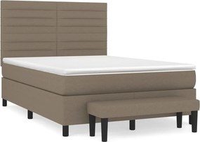 vidaXL tópszínű szövet rugós ágy matraccal 140 x 190 cm