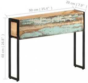 tömör újrahasznosított fa virágtartó 90 x 20 x 68 cm