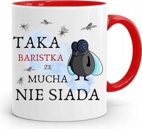 Barista Kávézó Bögre Piros, fényképes nyomattal