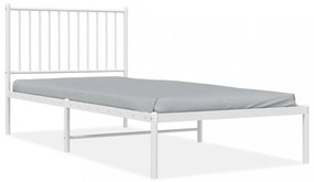 fehér fém ágykeret fejtámlával 90x200 cm