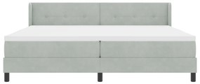 Boxspring Ágy Matrac Közép Szürke 200x200 cm Bársony