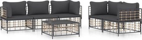 vidaXL 6 részes antracitszürke polyrattan kerti ülőgarnitúra párnákkal