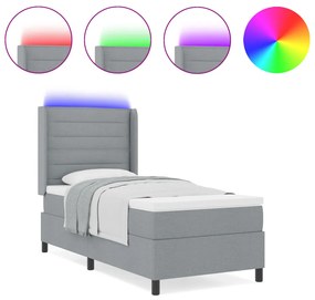 Ágykeret Mattal és LED Fény világosszürke 80x200 cm Szövet