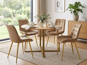 Barna étkezőszék BERA bársony arany lábakkal