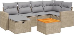 vidaXL 7 részes vegyes bézs polyrattan kerti ülőgarnitúra párnákkal