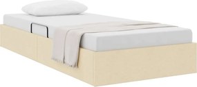 vidaXL Tárolós Ágy fejtámlával tárolóval Krém 90 x 200 cm szövet