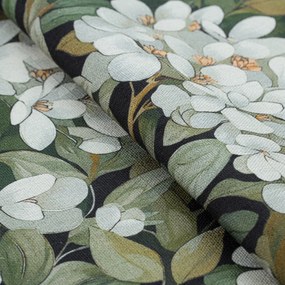 Párnahuzat 60x60 világos virágok fekete alapon