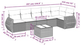 7 részes szürke polyrattan kerti ülőgarnitúra párnákkal