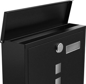 Zárható postaláda újságtartóval, falra, kerítésre szerelhető, fekete