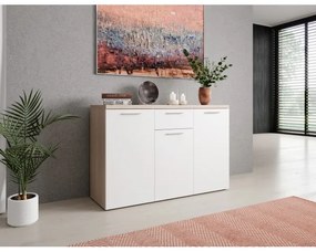 Komód BRUNO sonoma tölgy/fehér