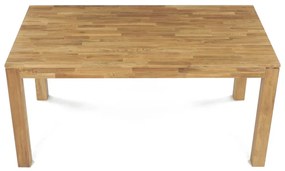 Étkezőasztal 160x90x75, tömör fehér tölgy, olajos felületkezelés, 8x8 cm-es lábak