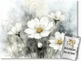 Fotótapéta Flizelina Fehér Virágok Finom Kozmoszok Vintage 150x105 ragasztó