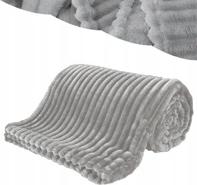 Takaró 160x200 Mikroszálas Dombornyomott Puha Ágytakaró Szürke csíkos
