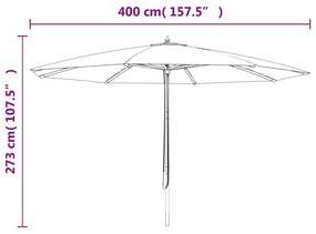 antracitszürke kerti napernyő fa rúddal 400 x 273 cm