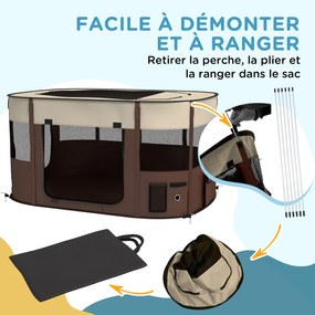 PawHut Oxford Szövet Kutya Park, Kiskutya Park, Kültéri Felszerelés Állatoknak, Tárolózsebekkel, Összecsukható Felszerelés Kutyák és Kiskutyák Számára