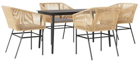 vidaXL 5 észes barna polyrattan üveg kerti étkezőgarnitúra párnával