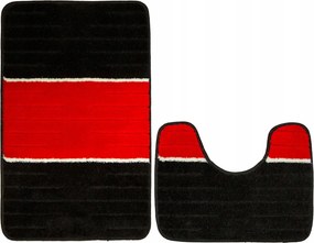 2 részes Csúszásgátló Wc Szőnyeg Como Csíkos Piros Fekete Szett