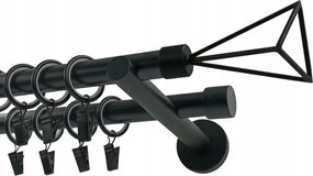 Dupla függönykarnis Fém 19+19mm Fekete Matt 360cm Geometric