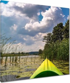 Vászonkép 80x80 Kajakkal a tó körül