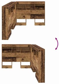 Tároló fejtámla polcokkal fejtámlával Régi fa 80 cm Faanyag